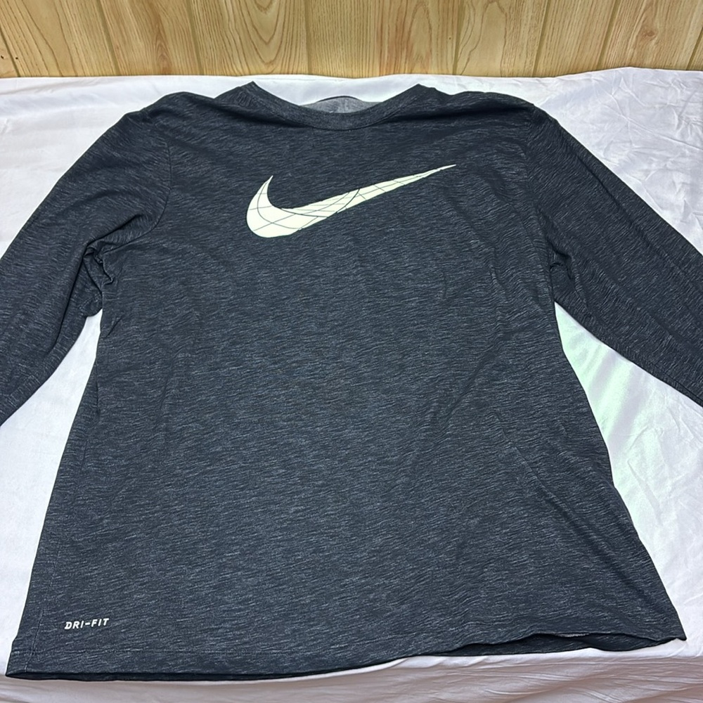 Nike Black Long Sleeve Dri-fit Tee with White Logo - Picture 4 of 5